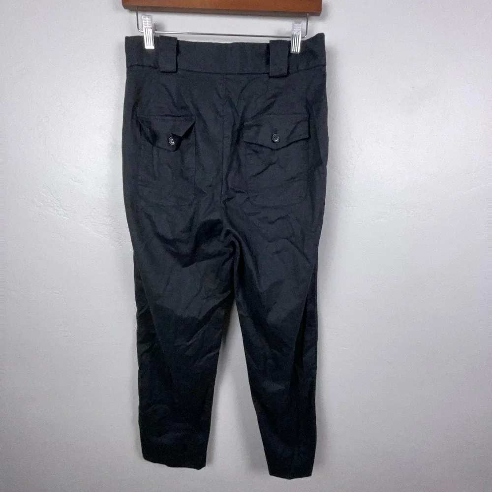 Banana Republic Pants Women 4 Black Slim Stretch Linen Blend Professional Office